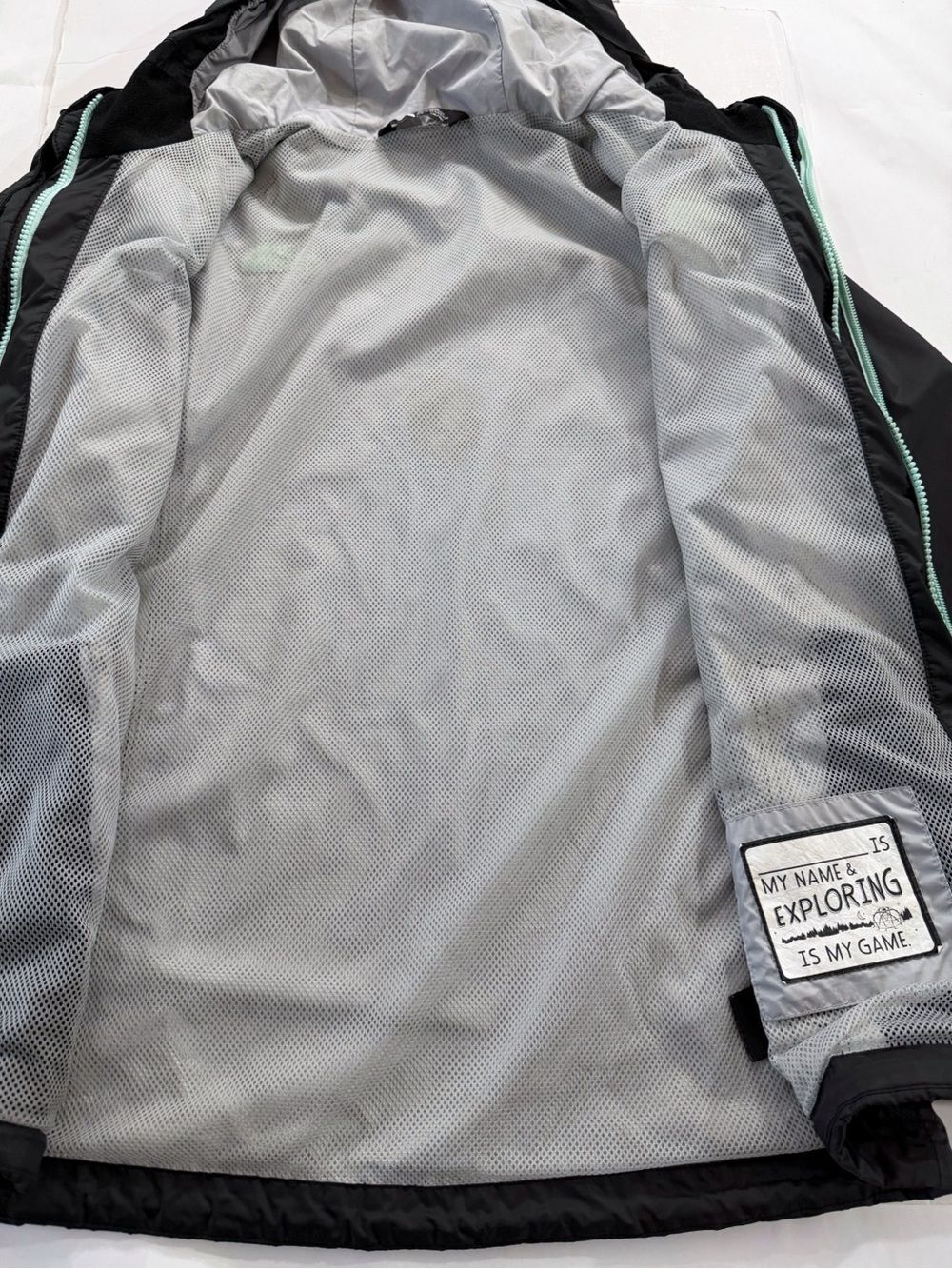 The North Face Girls L 14/16 Gray DryVent Hooded Rain Jacket Mint Zip Gorpcore - Picture 7 of 12